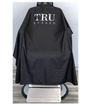 TRU BARBER Silicone neck cape, 100% Polyester, light weight cape and Waterproof, Professional Cape with Snap Closure Hair Salon Cutting Cape, Barber Cape, Barbershop cape, 50" x 58” (Black/White)