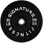 Signature Fitness 2" Olympic Bumper Plate Weight Plates with Steel Hub - 100% Virgin Rubber, Black