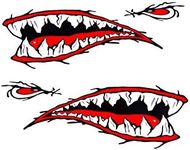 MOOCY Shark Teeth Mouth Decals Sticker， Kayak Stickers，Boat Stickers Waterproof DIY Funny Graphics Accessories for Kayak Canoe Fishing Boat Car Truck Jet Ski,Kayak Accessories 2 Pcs