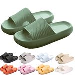 Chagoo Unisex Pillow Slippers Super Soft Massage House Slippers Chunky Cloud Slides Bathroom Poolside Sliders Non-Slip Quick Dry (Dark Green, numeric_9_point_5)