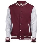 Awdis Unisex Varsity Jacket (L) (Burgundy / Heather Grey)