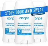 Carpe Underarm Antiperspirant Deodorant Advanced Sweat & Odor Protection Formula - Deodorant for Men & Women Helps Combat Excessive Sweating with Odor Control - Fragrance Free Deodorant (Pack of 3)