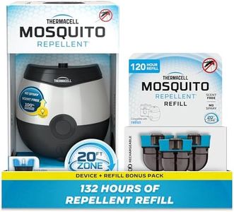 Thermacell E-Series Rechargeable Mosquito Repeller + 120-Hr Refill Bundle; 20’ Mosquito Protection Zone; 136 Hours of Protection; No Flame or Scent; Bug Spray and Bug Zapper Alternative