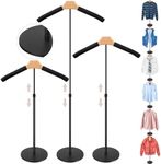 Threehoney 3 Pack Adjustable T Shirt Display Flexible Shoulder Stand Shirt Rack Jacket Hanger Stand Metal Clothing Display for Shops Coat Retail Vendor (Warm Color)