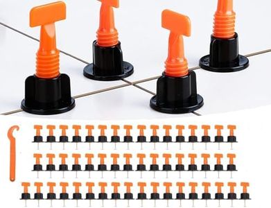 50pcs Tile Leveler Spacers, Reusable Tile Leveling System Kit with Special Wrench, Tile Installation Tool Kit for Building Walls Floors