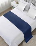 DecorLovee Navy Blue Bed Runners for Queen Size Bed, Modern Decorative Bed Throws for Foot of Bed, Farmhouse Pure Navy Blue Bed Runner Sofa Throw Bedding Scarf Protector Slipcover for Bedroom/Hotel