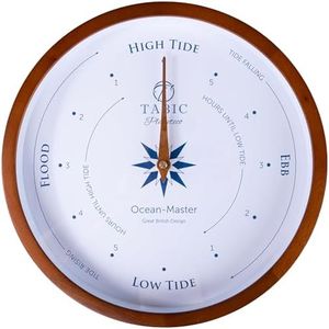 Tabic Planeteco Ocean Master Tide Clock - Stylish Home Decor Accessory with High-Low Tide Display - Elegant Wall Clock Design - Ideal for Planning Beach and Ocean Activities - Dark Stain