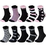 Chalier Cozy 10 Pairs Women's Socks with Multi Stripe Dot and Heart Patterns, Colorful Classic Ladies Socks Perfect Gifts for Women. One Size (Mixed color 1)