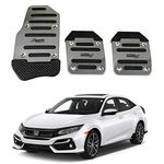 Oshotto 3 Pcs Non-Slip Manual CS-373 Car Pedals Kit Sports Pad Covers Set Compatible with Honda Civic (Silver)