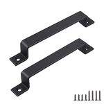 FaithLand Barn Door Handle, Black 10 inch Gate Handle Set (Pack of 2), Door Pull, Pull Handle for Sliding Barn Door Gate Cabinet Closet Drawer Garage Shed- 2 Sets of Different Lenths Screws Included