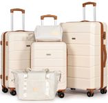 Tavoxda Suitcase Sets 5 Piece, Hard Shell Lightweight ABS Trolley Travel Luggage Set Spinner Wheels & TSA Lock with Travel Duffel Bag and Toiletry Bag -20”+24”+28”, White
