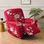 4 Pieces Stretch Recliner Sofa Slipcovers, Print Large Recliner Chair Slipcovers Non Slip Armchair Reclining Furniture Protector Sofa Cover with Pocket (J)