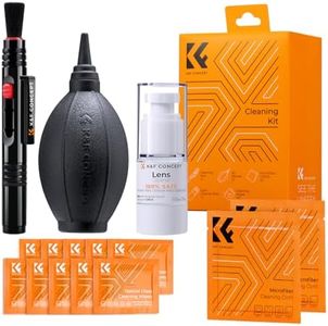 K&F Concept 15-in-1 Camera Lens Cleaning Kit for DSLR Camera Lens Filter Cell Phones with Air Blowing, Cleaning Wipes*10, 15ml Cleaning Cloths Liquid, Vacuum cleaning cloth*2, Lens Pen…
