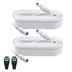 2 Pack 33FT 10M Power Extension Cable, DC 12V 2.1mm x 5.5mm Power Adapter Extension Cord for CCTV Security Camera, Router, with 5.5 x 2.1mm DC Female Barrel Connector to Screw Adapter, White