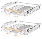 SANNO Pull Out Cabinet Organizer, Slide Out Cabinet Shelf,Under Sink Slide Out Cabinet Organizer, Pots Pans Organizer Smooth Roll,Expandable Width 16.1~26.4" W