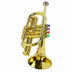 Glomora Gold Kid's Trumpet Toy with 4 Color-Coded Keys - Educational Musical Instrument for Children, Ideal Christmas Gift