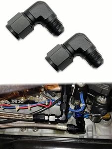 FYWZ 6AN Female to AN6 Male Flare 90 Degree Swivel Hose Fitting Adapter Aluminium 6AN 90 Degree Fitting for oil pumps fuel pumps or filters water fluid air line (2 Pack Black)