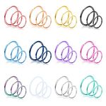 ORAZIO 36Pcs Surgical Steel Nose Ring Hoop for Women 20 Gauge Nose Piercing Jewelry Septum Ring Cartilage Helix Piercing 6-12mm