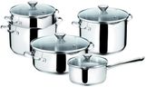 Lagostina 18/10 Premium Induction Kitchen Pots And Pans Stainless Steel Cookware, 9-Piece Set Of Dutch Ovens, Pots And Saucepans With Glass Lids, Cook & Strain