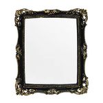 Funerom Vintage 11 x 9.5 inch Decorative Mirror, Wall Mounted & Tabletop Makeup Mirror ，Square (Black)