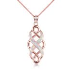 YFN Celtic Knot Necklace Created Opal Pendant Sterling Silver Infinity Love Jewelry (Rose Gold Necklace)