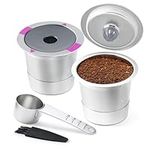 2 Pack Stianless Steel Reusable K Cup Coffee Pods Compatible for K eurig 1.0 & 2.0 Coffee Maker Refillable K-eurig Coffee Filter with Steel Spoon