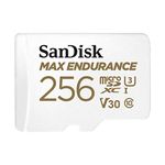 SanDisk 256GB MAX Endurance microSDXC Card with Adapter for Home Security Cameras and Dash cams - C10, U3, V30, 4K UHD, Micro SD Card - SDSQQVR-256G-GN6IA