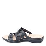 Clarks Womens Leisa Cacti Slide Sandal, Black Leather, 8 M US