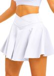 Women Skort Tennis Skirt with Shorts Skater Skirt with Pockets Athletic Skirts Pleated Mini Skirt Klit for Golf Workout School femboy y2k Side Cutting White M