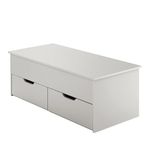 Home Source Lift Up Top Coffee, Pivoting Lid Living Room Table with Locking Support, 2 Large Storage Drawers, White, Metal, 115cm