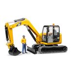 bruder Plastic Mini Excavator with Worker, Pack of 1, Yellow/Black