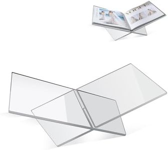 Clear Acrylic Book Stand – Large 12.6 x 6.7 x 5 in Book Holder for Cookbooks, Bibles, Art & Coffee Table Display | 2-Piece Cross Frame Design, Sturdy 0.2in Transparent Acrylic