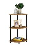 spot on dealz Corner Shelf Unit 3 Tier Corner Shelving Storage Shelves Small Bookshelf Free Standing (Walnut)