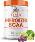 Genius BCAA Energy Powder, Grape Limeade - Nootropic Amino Acids & Muscle Recovery - Natural Vegan BCAAs Workout Supplement for Women & Men (Pre, Intra & Post Workout) - No Artificial Sweeteners