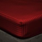 Super Soft & All Around Elastic Fitted Bedsheet with 8-inch Deep-Pocket and 2 Pillow Cover, 600 Thread Count, 3 Piece Fitted Bedsheets Set & 100% Egyptian Cotton-Burgundy Stripe,King Size