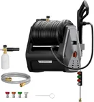 Giraffe Tools Grandfalls Pressure Washer G30B, Max 2400 PSI, 2.0 GPM, Electric Wall Mounted Pressure Washer with 100ft Balck Pressure Hoses, Foam Cannon, 4-Nozzles for Car/Driveways, Dark Silver