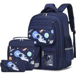 DIGOBAY 3PCS Boys Backpack, Kids Backpack for Boys with Lunch Box Pencil Case, Cool Space Astronaut Backpack for Boys, Schoolbag Bookbag for Kindergarten Elementary Middle High School