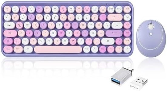 Perixx PERIDUO-713PP Mini teclado inalámbrico y ratón combinación – Retro ronda teclas teclas – Lila pastel – disposición alemana QWERTZ