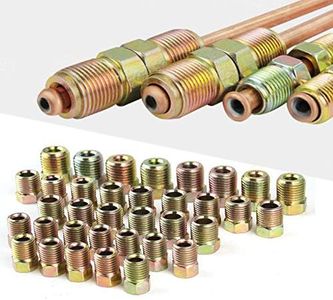 MuHize Brake Line Fittings - Upgraded 32 PCS Brass Brake Line Fitting Kit for 3/16" and 1/4" Inverted Flares Brake Line Tube