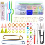 YMWALK 56Pcs Knitting Tools Accessories,Knitting and Crochet Accessories Basic Sewing Knitting Tools Set Needles Stitch Holders Markers Unpicker Crochet Starter Kit with Case for Beginners