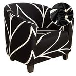 SearchI Club Chair Slipcover Stretch Barrel Chair Covers Printed Tub Chair Slipcovers Soft Spandex Armchair Sofa Cover Removable Couch Furniture Protector Arm Chair Cover for Living Room(Black+White)