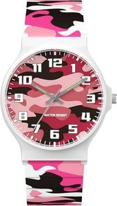 TENOCK Kids Analog Watch Boys Girls, 30M Waterproof, Sports Camo Watch with Thin Dial & Soft Band, Easy to Read for Ages 5-15, Great Birthday Christmas Gifts for Kids (Camo-White Case)