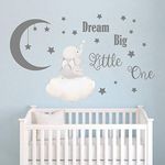 Runtoo Dream Big Little One Wall Stickers Elephant Inspirational Quotes Kids Wall Decals for Bedroom Playroom Nursery Decoration Wall Decor