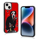 aiyaya for iPhone 14 & iPhone 13 Case Funny Cool Rock Skeleton Rapper Pattern Phone Case Hippie Halloween Red Phone Case for Men Teen Boys Kids Boys