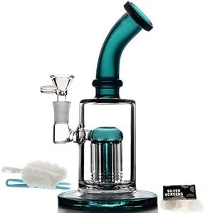 Bong in vetro con tornado percolato, Green Bong Water Bong con tubo di vetro da 14,5 mm per fumare bong narghilè Invia spazzola per la pulizia (bong verde)