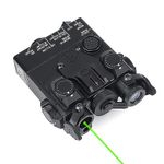 Metal DBAL-A2 Box Laser Sights，with IR Laser + Red/Green/Blue Laser Sight + Strobe/Momentary/Constant Modes Whitelight LED 160 Lumens Flashlight，with Pressure Switch，for 20mm Rail (Green Laser)