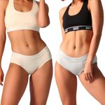 Bambody Leak Proof Hipster: Sporty Period Panties for Women and Teens - 2 Pack: Nude-Gray - Medium