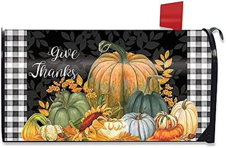 Briarwood Lane Checkered Give Thanks Primitive Magnetic Mailbox Cover Thanksgiving Autumn Standard