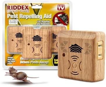 Riddex Sonic Plus Ultrasonic Pest Repeller, Plug in with Outlets for Indoor Use - Insect Repellent - Bug Repellents for Home Defense - Protect Against Rodents and Insects (3 Pack Wood)
