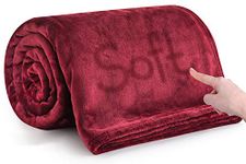 MOONLIGHT20015 Fleece Blanket Throws for Sofas - 400 GSM Burgundy Blankets Sofa Bed Throw Breathable, Cuddly, Fluffy & Warm (Burgundy, Queen (200 x 240 CM))